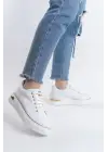 Mına Bağcıklı Ortopedik Taban Kadın Sneaker Spor Ayakkabı  Bt - Beyaz/altın