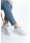 Mına Bağcıklı Ortopedik Taban Kadın Sneaker Spor Ayakkabı  Bt - Beyaz/gümüş