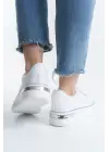 Mına Bağcıklı Ortopedik Taban Kadın Sneaker Spor Ayakkabı  Bt - Beyaz/gümüş