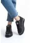 Mına Bağcıklı Ortopedik Taban Kadın Sneaker Spor Ayakkabı St - Siyah/gümüş