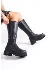 Mıra Bağcıksız Fermuarlı Ortopedik Taban Kadın Çizme St - Siyah