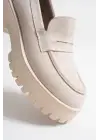 Noir Kadın Günlük Bej Süet Loafer Ayakkabı