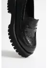 Noir Kadın Günlük Siyah Kroko Loafer Ayakkabı