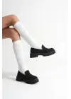 Noir Kadın Günlük Siyah Süet Loafer Ayakkabı