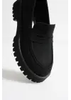 Noir Kadın Günlük Siyah Süet Loafer Ayakkabı
