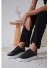 Nova Kadın Gümüş Detaylı Siyah Sneaker