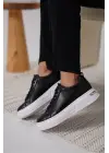 Nova Kadın Gümüş Detaylı Siyah Sneaker
