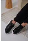 Nova Kadın Gümüş Detaylı Siyah Sneaker
