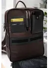 Organizer Premium Deri 16 inç Crazy Kahve Sırt Laptop Çantası