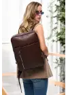 Organizer Premium Deri 16 inç Crazy Kahve Sırt Laptop Çantası
