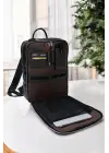 Organizer Premium Deri 16 inç Kroko Siyah Sırt Laptop Çantası