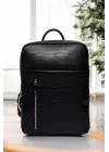 Organizer Premium Deri 16 inç Kroko Siyah Sırt Laptop Çantası