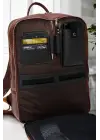 Organizer Premium Deri 16 inç Taba Nova Sırt Laptop Çantası