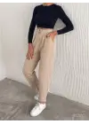 Örme Krep Pantolon Çift Düğmeli