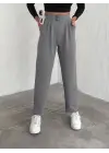Örme Krep Pantolon Çift Düğmeli