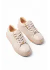 P-910 Bej Bağcıklı Taban Dikişli Günlük Kadın Spor