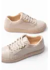 P-910 Bej Bağcıklı Taban Dikişli Günlük Kadın Spor