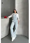 Pantolon Kar Yıkama Salopet Mavi D2514