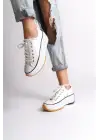 Parıs Bağcıklı Ortopedik Taban Kadın Sneaker Spor Ayakkabı  Bt - Beyaz