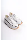 Parıs Bağcıklı Ortopedik Taban Kadın Sneaker Spor Ayakkabı  Bt - Beyaz