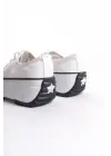 Parıs Bağcıklı Ortopedik Taban Kadın Sneaker Spor Ayakkabı  Bt - Beyaz
