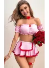 Pembe Etekli Fantazi Gecelik, Kadın Seksi Kostüm