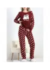 Polatlı Alt Üst Pontiyeli Pijama Takımı Bordo