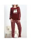 Polatlı Alt Üst Pontiyeli Pijama Takımı Bordo