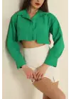 Poplin Crop Gömlek Yeşil S3060