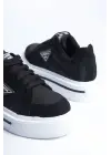 Prag Bağcıklı Ortopedik Taban Desenli Kadın Sneaker Spor Ayakkabı  Bt - Siyah