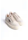 Prag Bağcıklı Ortopedik Taban Desenli Kadın Sneaker Spor Ayakkabı  Kt - Krem