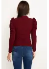 Prenses Kol Bluz Bordo W3125