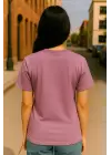 Regular Kalıp Kadın - Erkek Unisex Basic Tişört Pembe