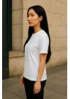 Regular Kalıp Kadın - Erkek Unisex Basic Tişört Beyaz