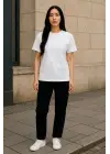 Regular Kalıp Kadın - Erkek Unisex Basic Tişört Beyaz