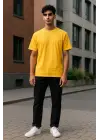 Regular Kalıp Kadın - Erkek Unisex Basic Tişört Sarı