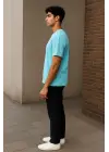 Regular Kalıp Kadın - Erkek Unisex Basic Tişört Turkuaz