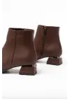 Kahverengi Topuklu Fermuarlı Günlük Kadın Bot