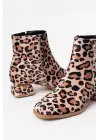 Leopar Topuklu Fermuarlı Günlük Kadın Bot