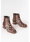 Leopar Topuklu Fermuarlı Günlük Kadın Bot