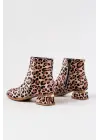 Leopar Topuklu Fermuarlı Günlük Kadın Bot