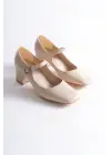 Rosalie Bej Rugan Topuklu Kadın Ayakkabı