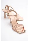 Rose Gold Taşlı İnce Topuklu Abiye Sandalet TR20MY15G