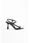 Rossie Kadın Siyah Rugan Topuklu Sandalet