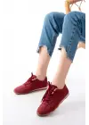 Rs-01 Bordo Süet İnce Taban Günlük Spor Ayakkabı