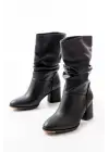 Siyah Topuklu Körüklü Günlük Kadın Bot