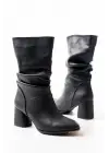 Siyah Topuklu Körüklü Günlük Kadın Bot