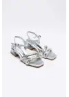 Rule Gümüş Taşlı Kadın Topuklu Sandalet