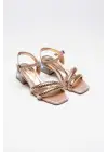 Rule Rose Gold Taşlı Kadın Topuklu Sandalet