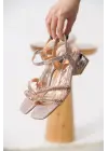 Rule Rose Gold Taşlı Kadın Topuklu Sandalet